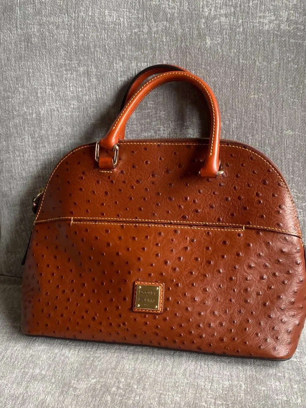 Dooney & Bourke Ostrich Embossed Leather Domed Zipped Satchel